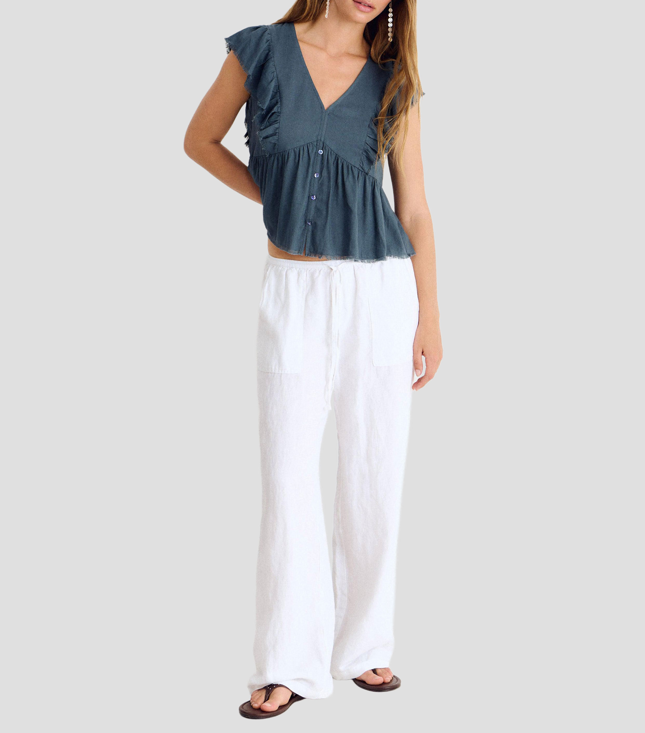 Blusa lisa manga corta Mujer